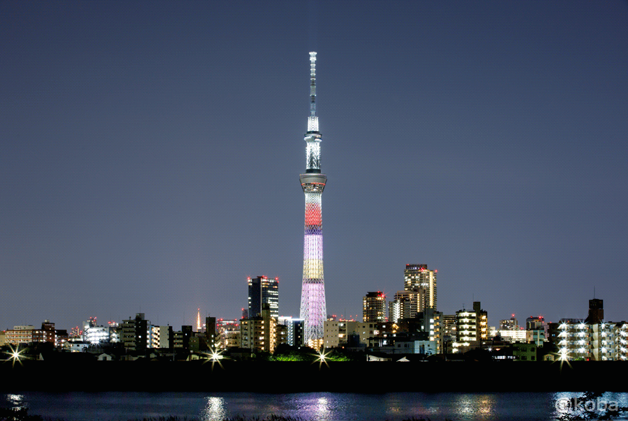 GIF動画 東京スカイツリー ももいろクローバーＺ結成10周年記念 特別ライティング 葛飾区 四ツ木 よつぎ Tokyo Skytree