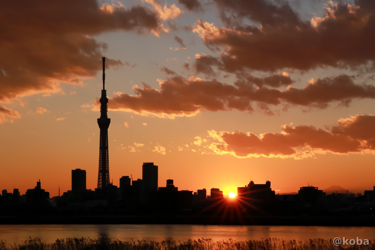 日の入り 16時28分 東京スカイツリー 四つ木より こばフォトブログ 自分らしく自由気ままに