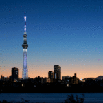 ［GIF］ブルーアワー「スカイツリー・富士山・東京タワーを一望！」 葛飾区 四ツ木 より