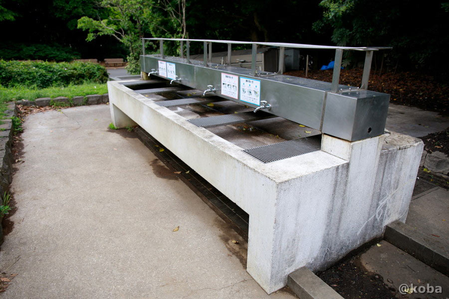 葛西臨海公園バーベキュー広場の広々として清潔なステンレス製の洗い場設備