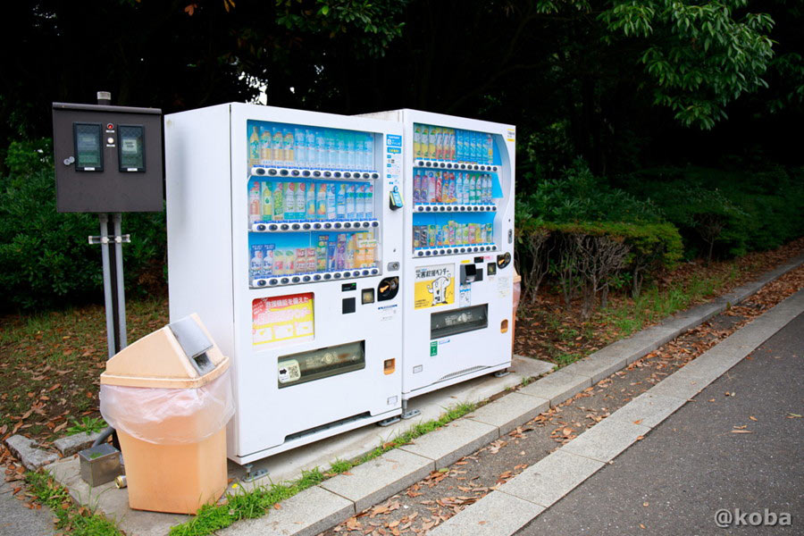 真夏の水分補給に便利な並んで設置された清涼飲料水の自動販売機