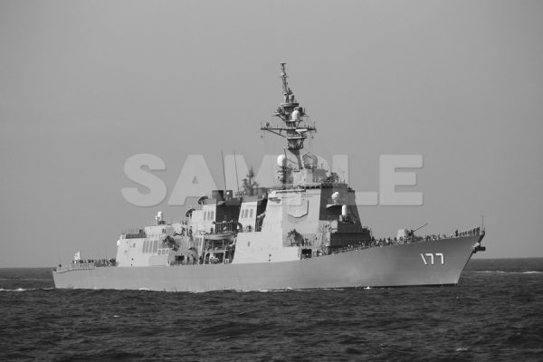 a0087_観艦式 「177あたご」#03 白黒,船,護衛艦,日本