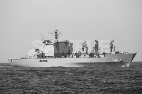 観艦式 「425ましゅう」 白黒 船 護衛艦