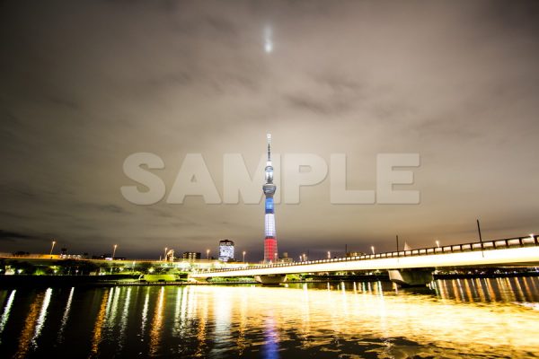 東京スカイツリー(TOKYO SKYTREE)_桜橋_フランス_仏国旗トリコロール_夜景_EOS Kiss X5